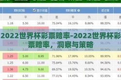 2022世界杯彩票赔率-2022世界杯彩票赔率，洞察与策略