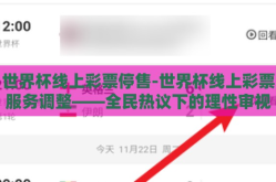 世界杯线上彩票停售-世界杯线上彩票服务调整——全民热议下的理性审视