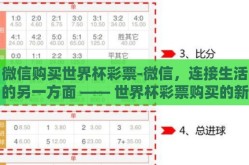 微信购买世界杯彩票-微信，连接生活的另一方面 —— 世界杯彩票购买的新趋势