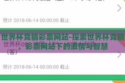 世界杯竞猜彩票网站-探索世界杯竞猜，彩票网站下的激情与智慧