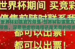 世界杯彩票官方停售-世界杯彩票官方停售，深思熟虑的选择还是无奈的停步？