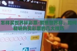 怎样买世界杯彩票-聚焦世界杯，如何精明购买彩票的几大技巧