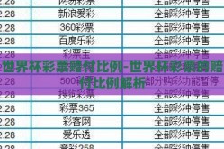 世界杯彩票赔付比例-世界杯彩票的赔付比例解析