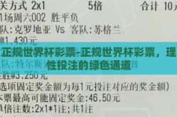 正规世界杯彩票-正规世界杯彩票，理性投注的绿色通道