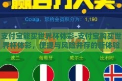 支付宝能买世界杯体彩-支付宝购买世界杯体彩，便捷与风险并存的新体验