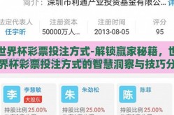 世界杯彩票投注方式-解锁赢家秘籍，世界杯彩票投注方式的智慧洞察与技巧分享