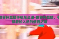 世界杯竞猜手机怎么进-世界杯竞猜，手机轻松入场的便捷之道