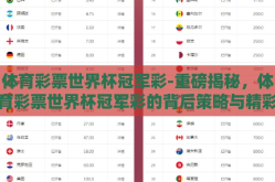 体育彩票世界杯冠军彩-重磅揭秘，体育彩票世界杯冠军彩的背后策略与精彩视角