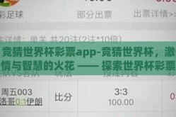 竞猜世界杯彩票app-竞猜世界杯，激情与智慧的火花 —— 探索世界杯彩票APP的魅力