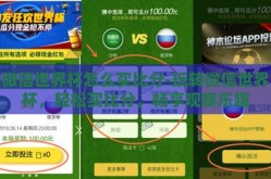 微信世界杯怎么买比分-玩转微信世界杯，轻松买比分，畅享观赛乐趣
