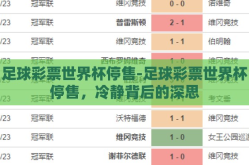 足球彩票世界杯停售-足球彩票世界杯停售，冷静背后的深思
