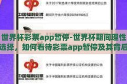 世界杯彩票app暂停-世界杯期间理性选择，如何看待彩票app暂停及其背后的启示