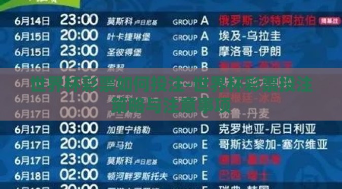 世界杯彩票如何投注-世界杯彩票投注策略与注意事项