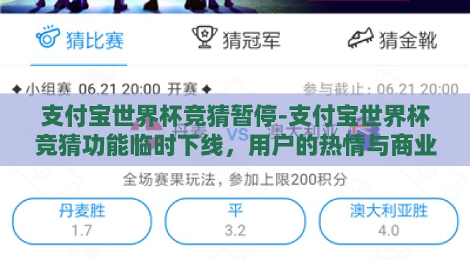 支付宝世界杯竞猜暂停-支付宝世界杯竞猜功能临时下线，用户的热情与商业策略的微妙平衡