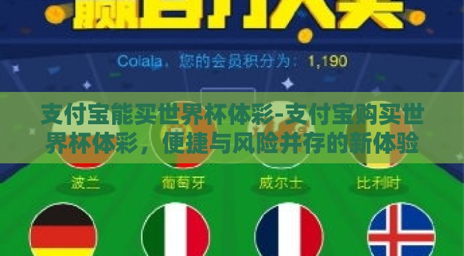 支付宝能买世界杯体彩-支付宝购买世界杯体彩，便捷与风险并存的新体验