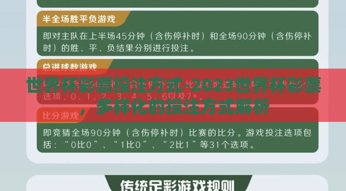 世界杯彩票投注方式-2023世界杯彩票，多样化的投注方式解析