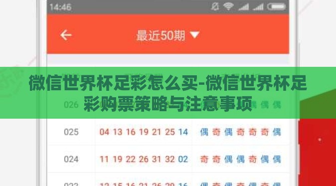 微信世界杯足彩怎么买-微信世界杯足彩购票策略与注意事项 微信世界杯足彩怎么买-微信世界杯足彩购票策略与注意事项