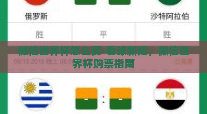 微信世界杯怎么买-看球新招,微信世界杯购票指南 微信世界杯怎么买-看球新招,微信世界杯购票指南