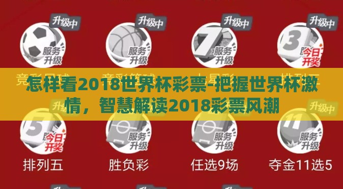 怎样看2018世界杯彩票-把握世界杯激情，智慧解读2018彩票风潮