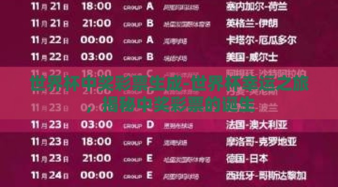 世界杯中奖彩票生成-世界杯幸运之旅,揭秘中奖彩票的诞生 世界杯中奖彩票生成-世界杯幸运之旅,揭秘中奖彩票的诞生