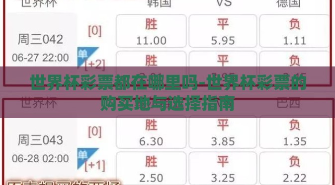 世界杯彩票都在哪里吗-世界杯彩票的购买地与选择指南 世界杯彩票都在哪里吗-世界杯彩票的购买地与选择指南