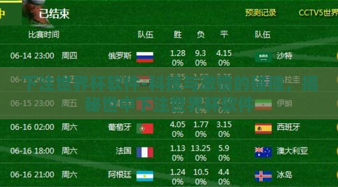 下注世界杯软件-科技与激情的碰撞，揭秘世中下注世界杯软件