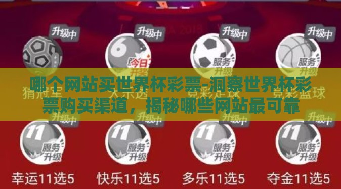 哪个网站买世界杯彩票-洞察世界杯彩票购买渠道，揭秘哪些网站最可靠