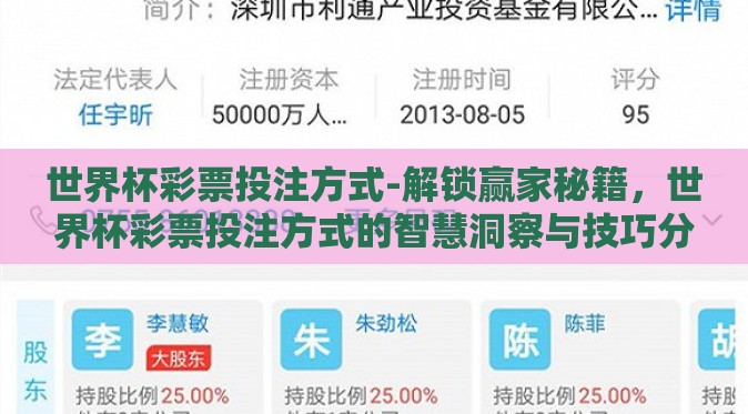 世界杯彩票投注方式-解锁赢家秘籍，世界杯彩票投注方式的智慧洞察与技巧分享