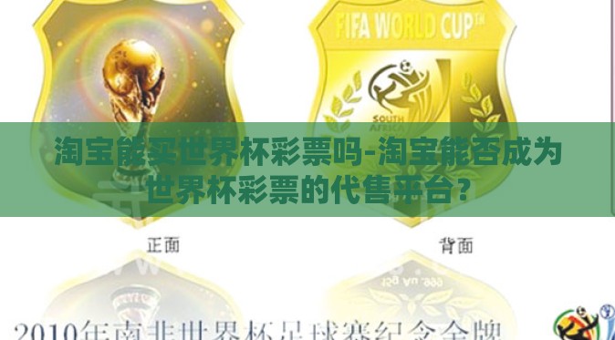 淘宝能买世界杯彩票吗-淘宝能否成为世界杯彩票的代售平台？