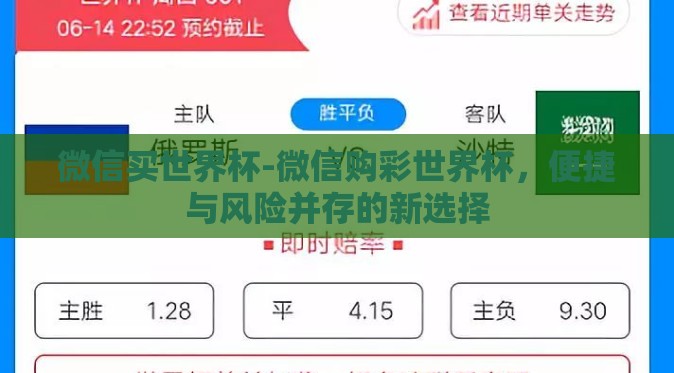 微信买世界杯-微信购彩世界杯，便捷与风险并存的新选择