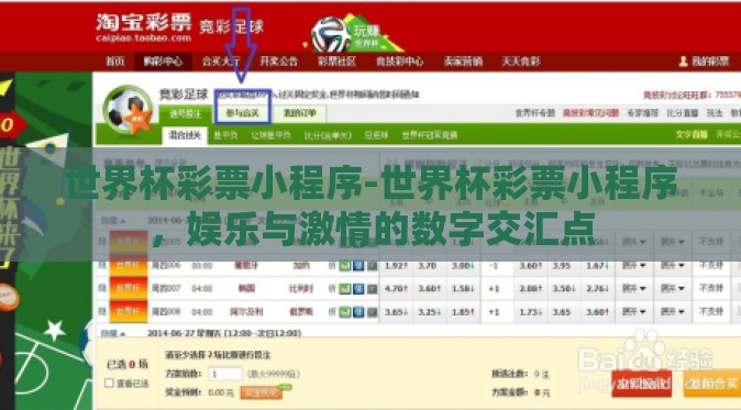 世界杯彩票小程序-世界杯彩票小程序，娱乐与激情的数字交汇点