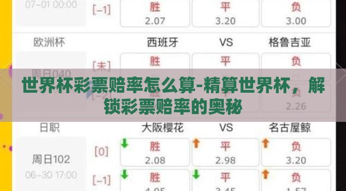 世界杯彩票赔率怎么算-精算世界杯，解锁彩票赔率的奥秘