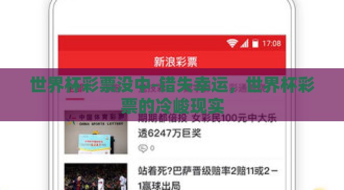 世界杯彩票没中-错失幸运,世界杯彩票的冷峻现实 世界杯彩票没中-错失幸运,世界杯彩票的冷峻现实